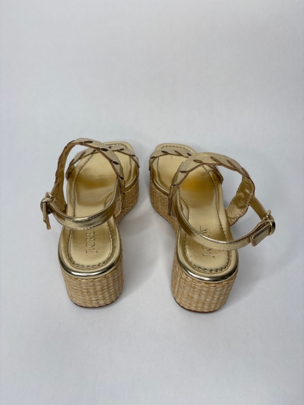 J. Crew Metallic Gold Braided Espadrille Platform Sandals - Picture 6 of 8